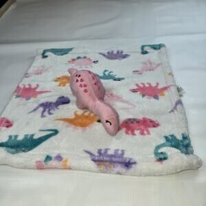 HB Lovey Security Blanket, Pink Dinosaur Print, Polyester, 14x14 Easy Care